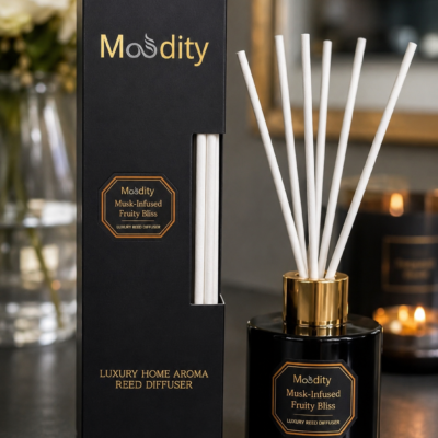 Moodity namų kvapas su lazdelėmis Musk-Infused Fruity Bliss 100ml